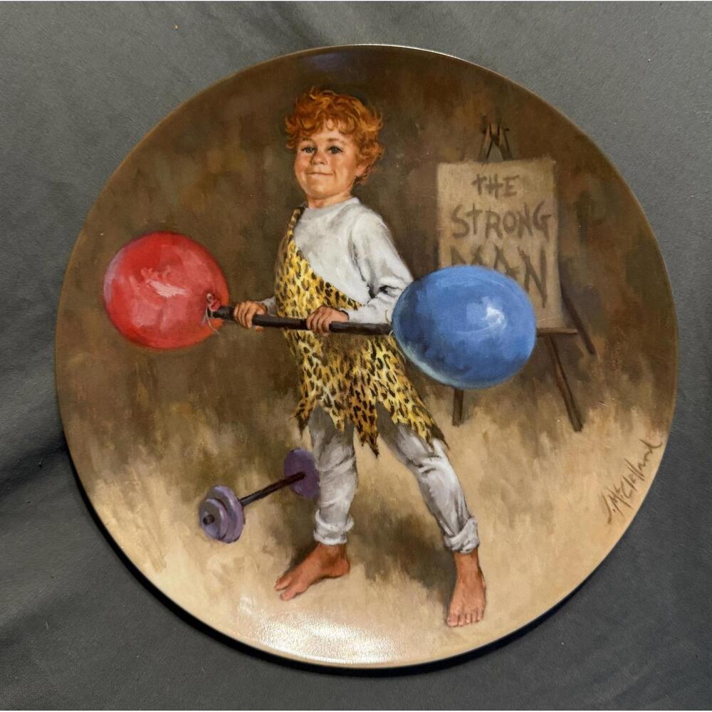 Johnny the Strong Man Collector Plate by Reco, 1983 McClelland Children's Circus
